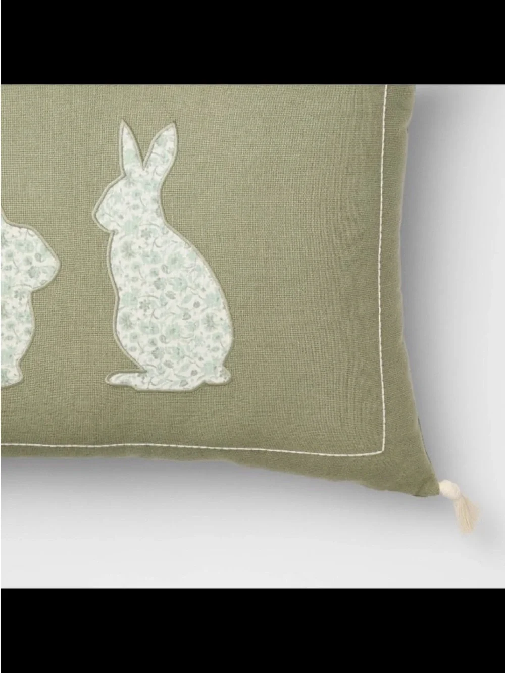 Lumbar Easter Bunny Applique with Tassels Army Green - Threshold Studio McGee